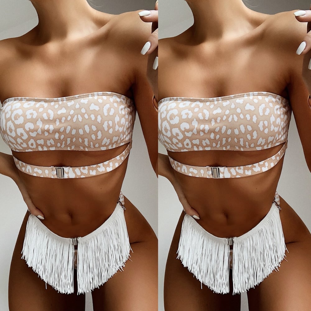 Fringe hem nude set